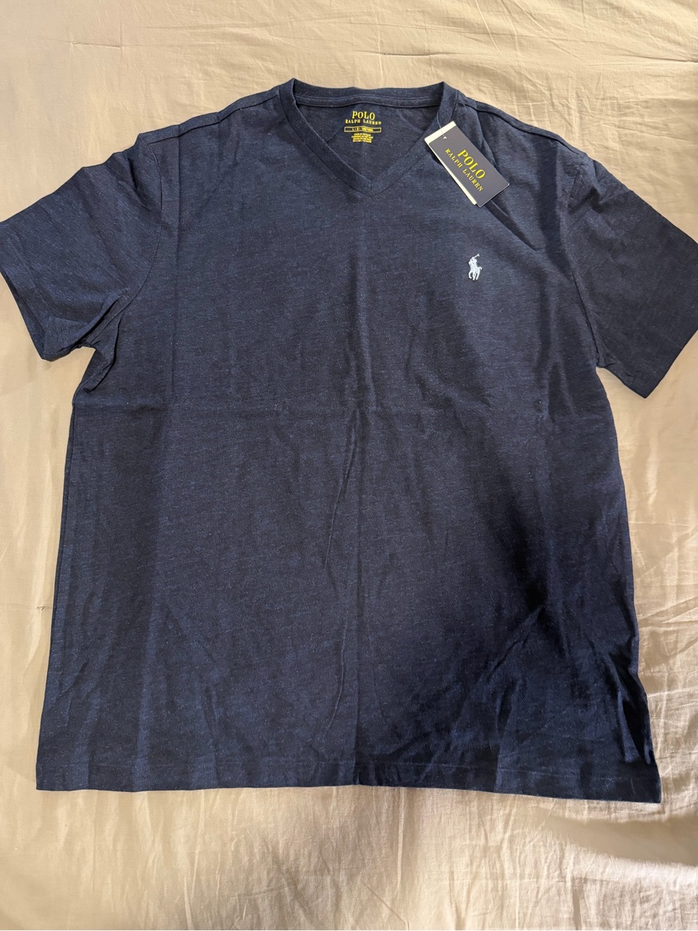 Polo by Ralph Lauren Men's Dark Navy V-Neck Tee with Pony Logo